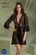 Пеньюар Passion LEAFA PEIGNOIR black S/M, довжина трохи вище коліна, широкі рукави, зав'язується на пояс SX0507 фото 6