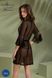 Пеньюар Passion LEAFA PEIGNOIR black S/M, довжина трохи вище коліна, широкі рукави, зав'язується на пояс SX0507 фото 7