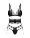 Комплект Obsessive Lobellis 3-pcs set, M/L, чорний, ліф з м&rsquo;якою чашкою, стрінги, пояс для панчіх SX1018 фото 3