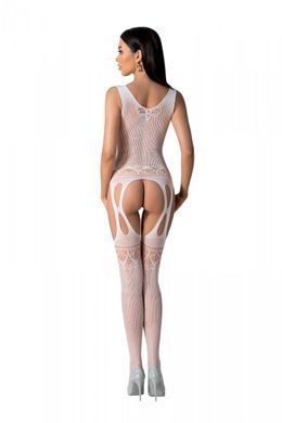 Бодістокінг з плетінням на грудях Passion BS099 One Size, white, відкритий доступ, імітація підв&rsquo;язо SO8940 фото