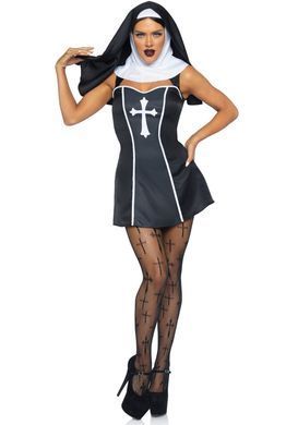 (SALE) Костюм черниці Leg Avenue Naughty Nun L, сукня, головний убір SO8552 фото