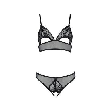 Комплект бралет з ажурним ліфом та відкритими трусиками Passion CHRISTA SET Open Bra XXL/XXXL black SO5761 фото