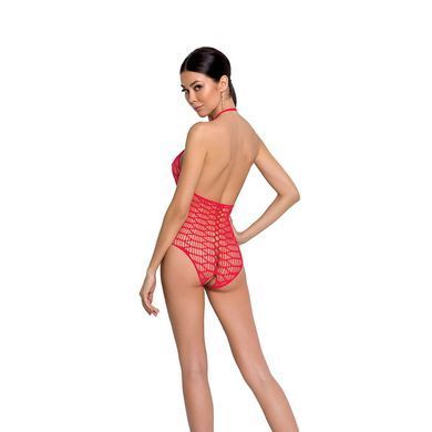 Бодістокінг у велику сітку Passion BS087 red, відкрита спина, халтер, з доступом SO6380 фото
