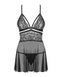 (SALE) Еротичний мереживний комплект із сіточкою Obsessive 838-BAB-1babydoll & thong black S/M, чорний, пен SO7181 фото 6