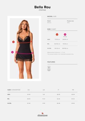 Сорочка та трусики Obsessive Bella Rou chemise & thong M/L SO7859 фото