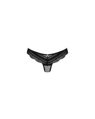 Напівпрозорі трусики з підвіскою Obsessive Ivannes panties black 2XL/3XL, чорні SO7282 фото