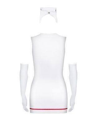 Еротичний костюм медсестри Obsessive Emergency dress S/M, white, сукня, стринги, рукавички, чепчик, стетоскоп SO7704 фото