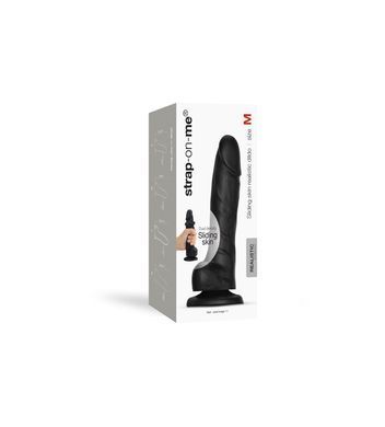 Реалістичний фалоімітатор Strap-On-Me Sliding Realistic Skin Dildo Black M, ефект рухливої шкіри SO6256 фото