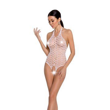 Бодістокінг у велику сітку Passion BS087 white, відкрита спина, халтер, з доступом SO6381 фото