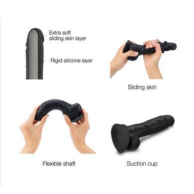 Реалістичний фалоімітатор Strap-On-Me Sliding Realistic Skin Dildo Black M, ефект рухливої шкіри SO6256 фото