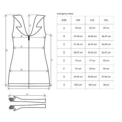 Еротичний костюм медсестри Obsessive Emergency dress S/M, white, сукня, стринги, рукавички, чепчик, стетоскоп SO7704 фото