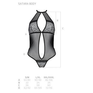 Сітчасте боді з мереживом на грудях Passion SATARA BODY S/M black SO8470 фото