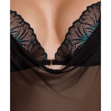 Сорочка Passion DELIENA CHEMISE XXL/XXXL black, стрінги із заниженою талією SO8420 фото