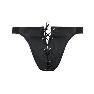 Чоловічі сліпи на шнурівці Passion 044 SLIP BEN XXL/XXXL Black, екошкіра, люверси SO7605 фото