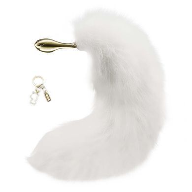 Металева анальна пробка Лисячий хвіст LOCKINK SEVANDA White Fox-Tail Anal Rose-shape Plug SX0866 фото