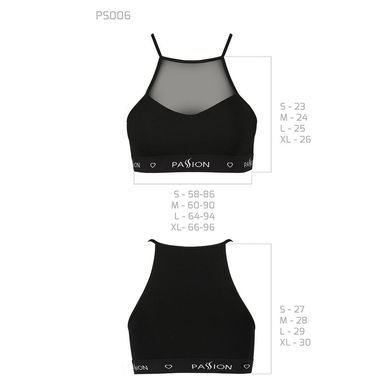 Спортивний топ з прозорою вставкою Passion PS006 TOP L, black SO4239 фото