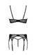 Комплект Passion LEAFA SET black, L/XL, мереживо+сітка, бюстгальтер на кісточках, стрінги, пояс для панчіх SX0509 фото 4