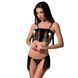 Комплект білизни Passion Exclusive KASSANDRA SET OpenBra S/M black, ліф з бахроми, трусики-спідниця PS26302 фото 1