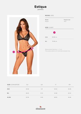(SALE) Мереживні трусики із заниженою талією Obsessive Estiqua panties XS/S, black SO7705 фото