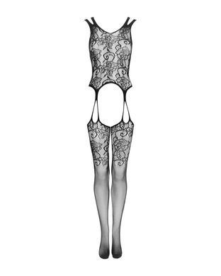 Бодістокінг Obsessive Bodystocking F237 S/M/L, рослинне плетіння, імітація панчіх SO7233 фото