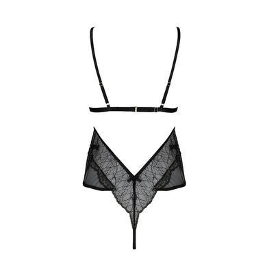 Боді Passion AMBERLY BODY 6XL/7XL black, асиметричний крій, мереживний ліф, золота нитка SO7050 фото
