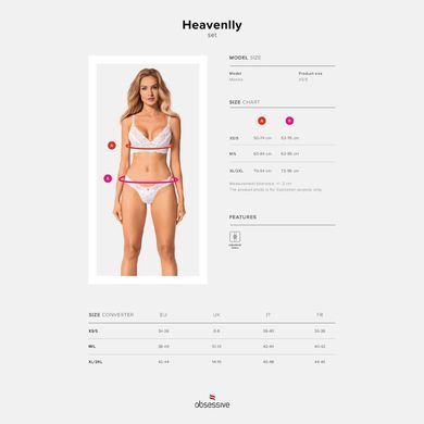 Еротичний комплект Obsessive Heavenlly 2-pcs set XL/2XL, бюстгальтер і танга SO8174 фото