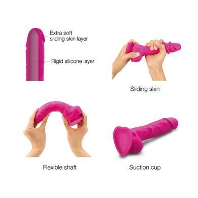 Реалістичний фалоімітатор Strap-On-Me Sliding Skin Realistic Dildo Fuchsia L, ефект рухливої шкіри SO6257 фото