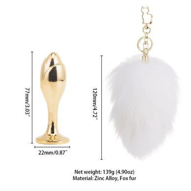 Металева анальна пробка Кролячий хвост LOCKINK SEVANDA White Bunny-Tail Anal Rose-shape Plug SX0867 фото