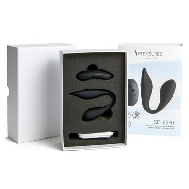 Подвійний вібратор S Pleasures Premium Delight, чорний, для клітора та точки G, 10 режимів SX1611 фото