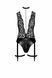 Боді Noir Handmade F297 Libido, 3XL, чорне, мереживо, низ під латекс, відкритий доступ, гартери SX0224 фото 4
