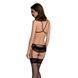 Комплект з відкритим доступом Passion DELIENA SET L/XL black, ліф, стрінги, пояс для панчіх SO8421 фото 2