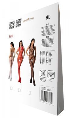 Бодістокінг з плетінням на животику Passion BS100 One Size, white, декоративний шов, з доступом SO8943 фото