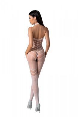 Бодістокінг з плетінням на животику Passion BS100 One Size, white, декоративний шов, з доступом SO8943 фото