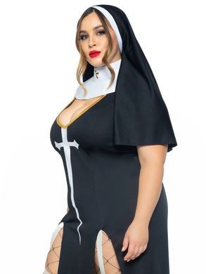 Костюм монашки-грішниці Leg Avenue Sultry Sinner 1X-2X, сукня, головний убір, комір SX1731 фото