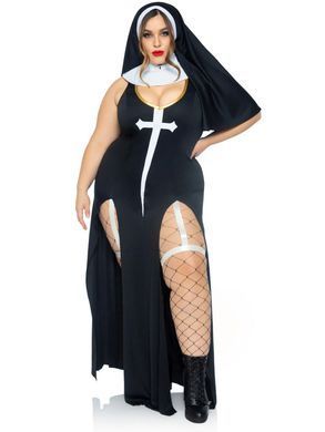 Костюм монашки-грішниці Leg Avenue Sultry Sinner 1X-2X, сукня, головний убір, комір SX1731 фото