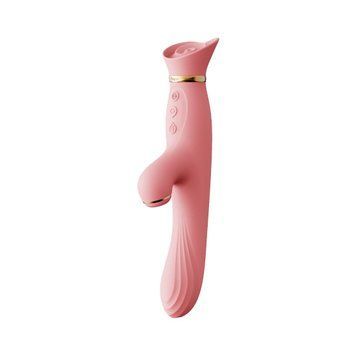 Вібратор з підігрівом та вакуумною стимуляцією клітора Zalo - ROSE Vibrator Strawberry Pink SO6680 фото