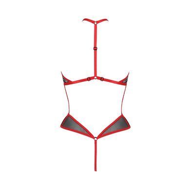 Сітчасте боді з мереживом на грудях Passion SATARA BODY L/XL red SO8472 фото