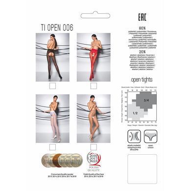 Еротичні колготки Passion TIOPEN 006 1/2 (30 den), black, з вирізом, імітація трусиків PS24516 фото