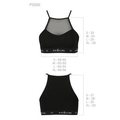 Спортивний топ з прозорою вставкою Passion PS006 TOP S, black SO4241 фото