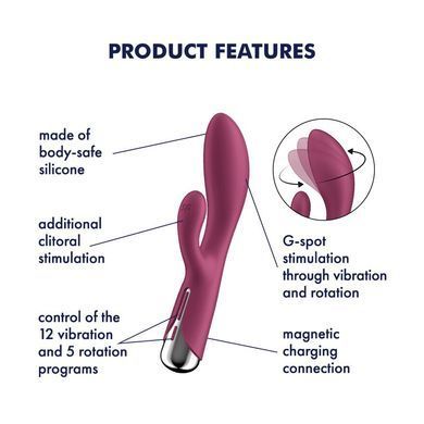 Вібратор-кролик з ротацією Satisfyer Spinning Rabbit 1 Red, 3 мотори SX0561 фото