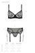 Комплект Passion LEAFA SET black, XXL/XXXL, мереживо+сітка, бюстгальтер на кісточках, стрінги, пояс для панчіх SX0511 фото 5