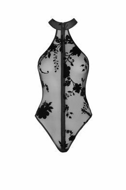Боді Noir Handmade F314 Ego, 3XL, black, сітка, халтер, високі вирізи, блискавка по всій довжині SX0326 фото