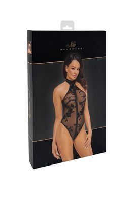 Боді Noir Handmade F314 Ego, 3XL, black, сітка, халтер, високі вирізи, блискавка по всій довжині SX0326 фото