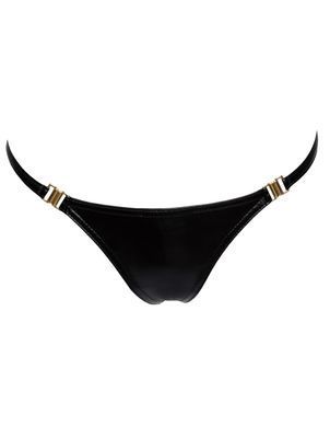 Трусики з мокрим ефектом Noir Handmade P008 Powerwetlook panty with gold clasp, 3XL, на застібках SX0176 фото