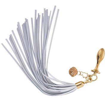 Металева анальна пробка Хвіст поні LOCKINK SEVANDA White Pony-Tail Anal Pear-shape Plug SX0869 фото