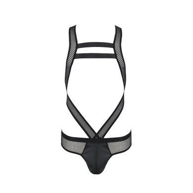 Чоловіче еротичне сітчасте боді Passion 045 VICTOR XXL/XXXL Black, екошкіра, сітка SO7608 фото