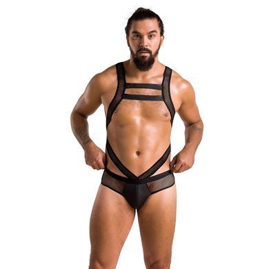 Чоловіче еротичне сітчасте боді Passion 045 VICTOR XXL/XXXL Black, екошкіра, сітка SO7608 фото
