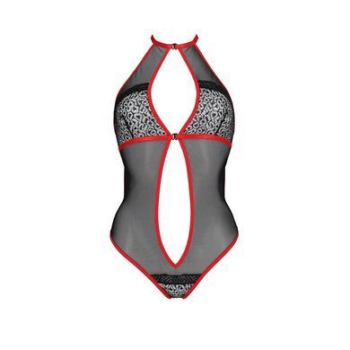 Сітчасте боді з мереживом на грудях Passion SATARA BODY S/M red SO8473 фото