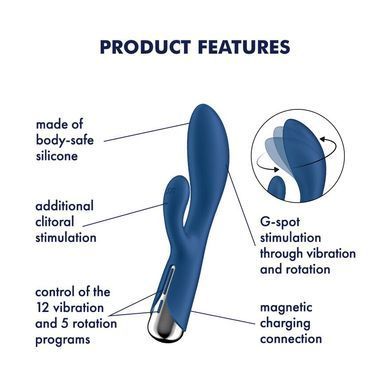 Вібратор-кролик з ротацією Satisfyer Spinning Rabbit 1 Blue, 3 мотори SX0562 фото