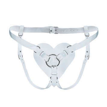 Трусики Серце для страпону з натуральної шкіри Feral Feelings - Hearts Strap-on Belt White SO9418 фото